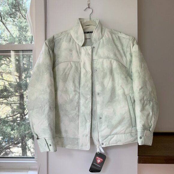 NWT Free People Bunny Slope Printed Puffer Jacket Ski Coat Green White Small - Picture 3 of 15